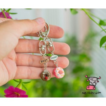 Брелоки парные для друзей "Best Friends. Мини пончики". Цена за 1 пару